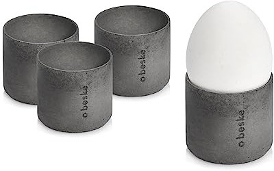 Eierbecherset 'Capa Magna' dunkelgrau (4er Set | 4 cm hoch) | Beske-Manufaktur | Beton Eierbecher für alle Eiergrößen | handgefertigt in Deutschland | 4er Set
