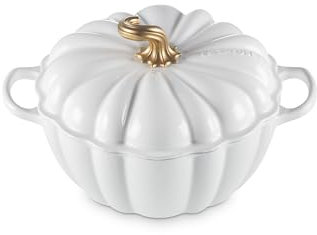 Le Creuset Enameled Cast Iron Figural Pumpkin Cocotte, 4 qt., White w/Copper Knob