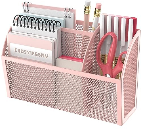 DALTACK Magnetic Pencil Holder Shelf for the Whiteboard 3-Grid Mesh Pen Refrigerator Organizer Locker Accessories Home,School and Office,Pink (3-GridPink)