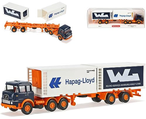 Krupp Kühlcontainer Sattelzug Hapag Lloyd LKW H0 1/87 Wiking Modell Auto mit individiuellem Wunschkennzeichen