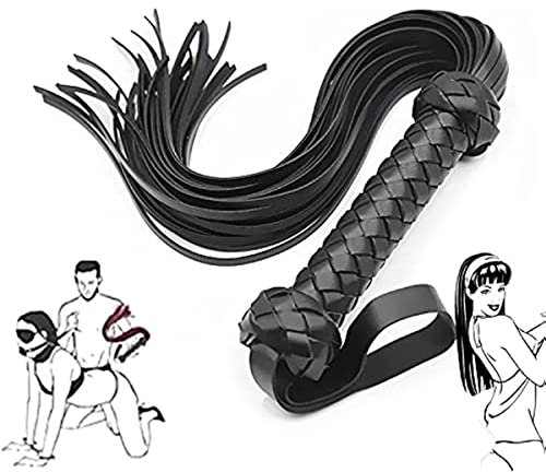 GLoyer Fouet en cuir noir S&M avec fouet d'équitation en polaire, fait à la main, Yoga & Exercise