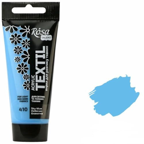 Krevo Art Stoffmalfarben Stofffarben Waschfest Textilfarbe himmelblau Acrylfarbe Wasserbasis | 60ml Tube | Textilfarbe waschmaschinenfest zum Fixieren | Deckend für helle und dunkle Stoffe