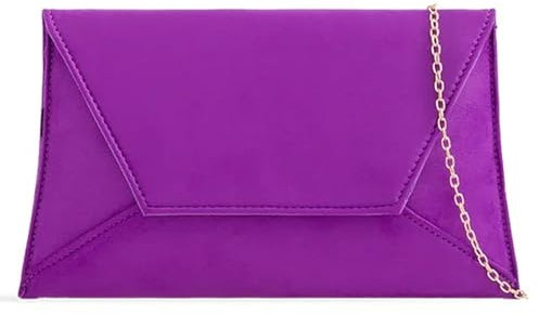 UShopUK Pochette in pelle scamosciata, stile busta, da sposa, ballo di fine anno, matrimonio, festa, borsetta, Viola, medium