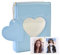 Jiayaus Mini Fotoalbum Kann 32 Blätter Speichern, Blau Herz Kpop Photocard Binder mit Herz Anhänger, Fotoalbum Geeignet für Die Aufbewahrung von Idolen, Karten, Aufkleber