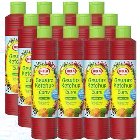 Hela - Gewürz Ketchup Curry Delikat light (30% weniger Zucker) - 12x 800ml