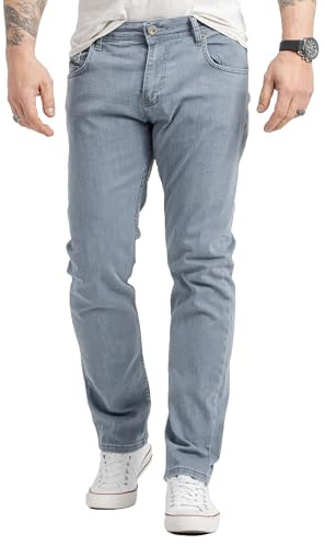 Rock Creek Herren Jeans Regular Fit Stretch Jeans Männerhose Herrenjeans Denim Hosen Herrenhose Straight Cut Stonewashed RC-2415 Grau W36 L36