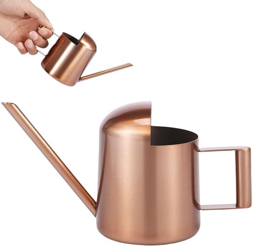 300ml Petit Arrosoir pour Plantes Intérieures, Mini Arrosoir en Acier Inoxydable avec Long Bec et Poignée Confortable, Arrosoir de Jardin pour Plantes en Pot(Cuivre)