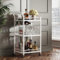 TUTOTAK Barwagen Home Bar Servierwagen Mikrowellenwagen Getränkewagen Mobiles Küchenregal mit 3 Ebenen Spiegelregal Weinhalter Glashalter Rollender Getränkewagen Weiß BC01BW034