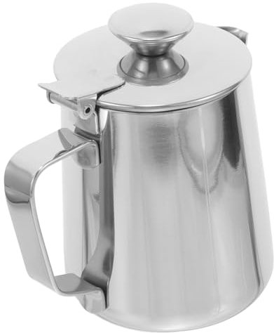 KITANDOVE Tazza Montalatte Acciaio Inossidabile Con Coperchio Bricco Per Latte Per Caffè Espresso e Cappuccino Facile Da Pulire e Resistente Alla