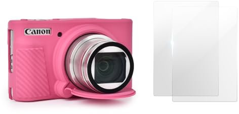 VOVMOEYA Kameratasche für Canon SX730 SX740[mit 2 Displayschutzfolien],Silikonhülle Kompatibel mit Canon PowerShot SX730 SX740 HS Digitalkamera,SX730 SX740 Tasche Hülle - Rosenrot