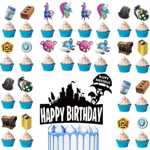 25 Pcs Game Theme Cake Toppers, Cake Decorations, Cupcake Toppers, Game Birthday Party Supplies