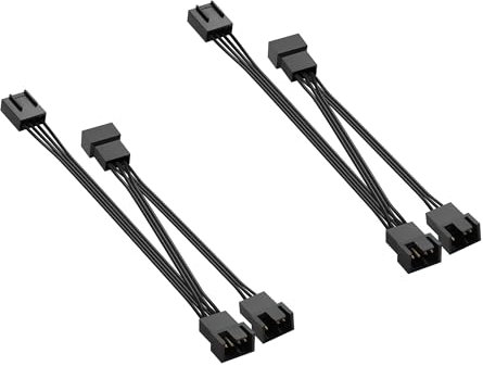 GINTOOYUN 2 Pcs 4 Pin/3 Pin PWM Chassis Fan Splitter Cable, 1 Female to 3 Male, PC Cooling, CPU Fans