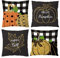 Aitsite Herbst Kissenbezug, Kissenbezüge Herbst 45x45, 4er Pack Kissenbezug Herbst, Schwarz Gold Kürbis Kissenbezug Dekorative Kissen Set Sofa Wohnzimmer Dekoratio