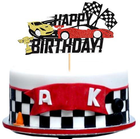Tortendeko Autos, Cake Topper Happy Birthday Auto Kuchendeko Geburtstag Junge Torten Topper Kinder Deko Torte für Motto Party, Babyparty, Geburtstag Partyzubehör (C)