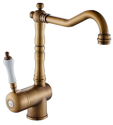 SGKOMN Küchenarmatur für Bar, Bauernhaus, Gewerbe, Küchenarmatur zur Deckmontage, Mischbatterie für heißes und kaltes Wasser in antiker Bronze, Armaturen für Aufsatzwaschbecken,(Antique Bronze)