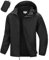33,000ft Wasserdichte Regenjacke für Herren Atmungsaktiv Fahrrad Jacke Leichte Outdoorjacke Windjacke Regenmantel mit Kapuze Schwarz M