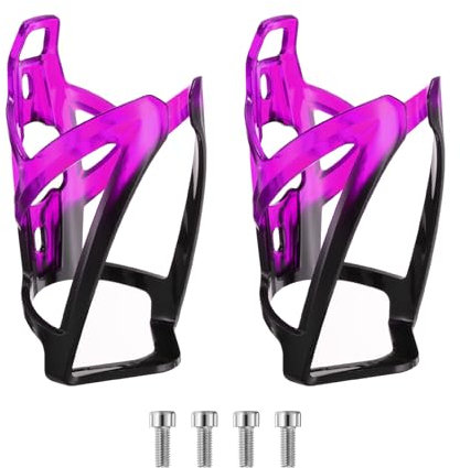 sourcing map 2pcs Bike Water Bottle Holder 5.2 PC Universal Bicycle Bottle Cages Ultralight Cycling Hydration Brackets with Screws for MTB Mountain Road Gravel, Black Purple