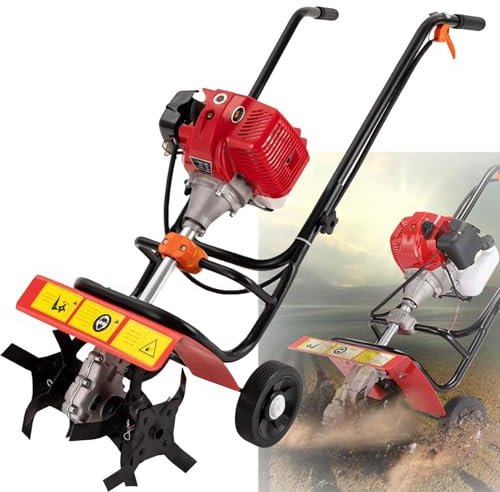 ylpddmm Motozappa Termica con Motore a Benzina 2 Tempi 52 CC ，Larghezza di Lavoro 35cm ，profondità di Lavoro 10cm，Facile da avviare e da Usare，Zappatrice a Motore per Preparazione Terreni