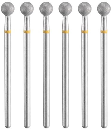 sourcing map 6pcs 325-400 Grits Diamond Grinding Bit 5mm Ball Head 2.35mm Shank 5mm Length Stone Sanding Drill Bits Rotary Tool for Ceramic Glass Nails Grinding Polishing