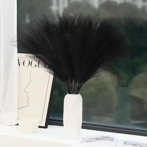 VIDSTW 30 Pcs Pampas Sechees Decoration 55 Cm Herbe de La Pampa Séchées Herbes de Pampa Artificielles Séchées Décoration Fleur Sechees pour Boho Mariage, Decoration Maison (Noir)