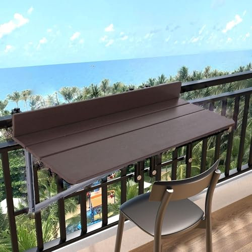JKAVPPT 60 * 37 cm Balkontisch Terrassentisch Balkon-Stehtisch for Geländer Balkontisch hängender klappbarer Balkontisch Wandklapptisch Moderner Home-Bar-Wand-Schwimmtisch Garten-Balkongeländer