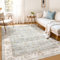 WITSHOCK Teppiche Wohnzimmer 180x270 cm: Vintage Boho Teppiche Schlafzimmer - Waschbarer Kurzflor-Teppich mit Rutschfester Unterseite für Esszimmer & Spielteppich inder (Hellblau)
