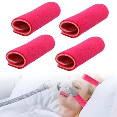4 Stück CPAP Gurtpolster, CPAP Komfortpolster, Gesichtspolster, Weiche, atmungsaktive Polster, Waschbares, langlebiges CPAP-Zubehör (Rosa)