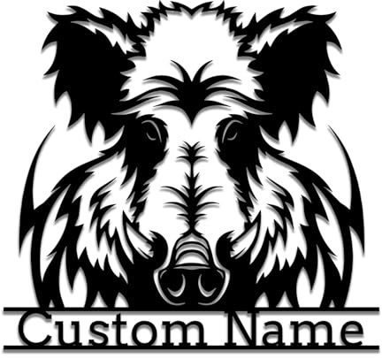 Survalue Individuelle Wildschweinkopf-Metall-Wandkunst, personalisiertes Wildschweinkopf-Namensschild, Dekoration für Zimmer, Wildschweinkopf, Wildschwein-Liebhaber (Wildschwein)