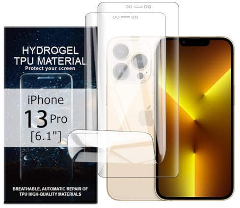 Glcrrpu 2 Pack Screen Protector for iPhone 13 Pro and iPhone 13[6.1] High Sensitive Hydrogel TPU Film HD Clear Flexible,Self-Healing[Not Tempered Glass]