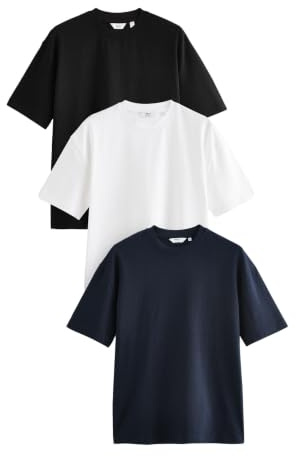NEXT Herren Schwere Relaxed Fit T-Shirts im 3er Pack