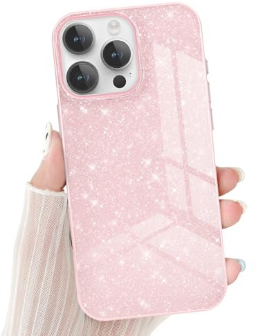 Newseego Custodia per iPhone 16 Pro Max Cover Rigida in PC Scintillante per Ragazze e Donne Design Lucido e Luccicante con Labbra in Rilievo Protezione Antiurto Custodia per iPhone 16 Pro Max-Rosa