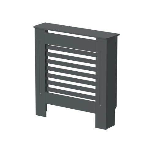 RADIANT LIVING® Horizontal Slats Pattern Radiator Cover Modern Anthracite Grey Painted MDF Living Room Cabinet for Radiators, Small (H: 81.5 / W: 78 / D: 19cm)