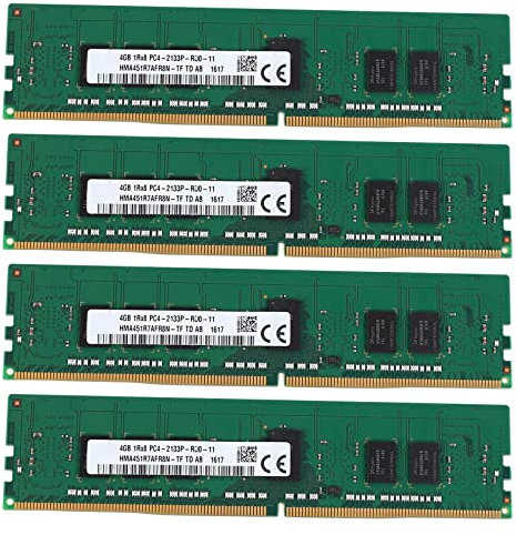 Kznifmk 4X Memoria de Servidor DDR4 4GB Ram 1RX8 PC4-2133P PC4-17000 1.2V 2133MHz 288PIN ECC REG DIMM Memoria RAM