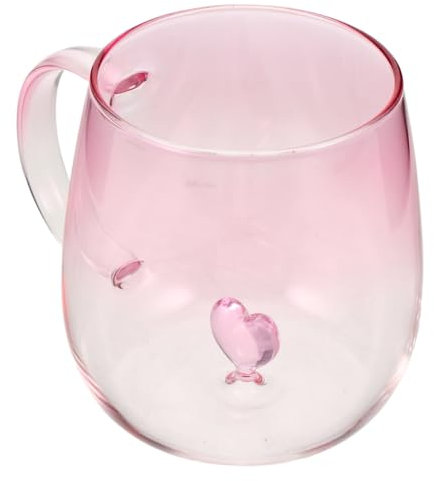 ELAYARD Aesthetic Gradient Glass Mug Decorative Beverage Cup with Heart Design for Tea Milk and Breakfast Romantic Valentines Day Her