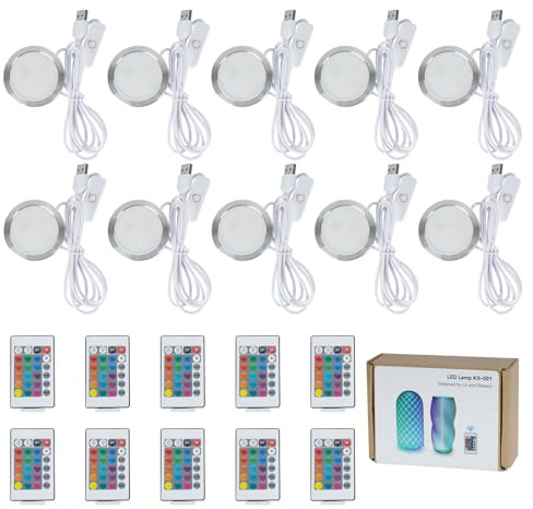 LED Lampen-Set 001 für Bambu Lab,Fernbedienung RGB LED Licht Kit für 3D-Drucker Lampen, LED Lampe kompatibel mit Bambulab A1 mini/P1P/X1C, 5V USB LED-Beleuchtungsset für Makerworld 3D-Druck (10 Stück)