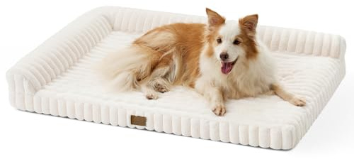 COZY KISS Orthopädisches Hundebett Grosse Hunde, 112x81cm | Kuschelweiches Kunstfell Hundesofa – waschbar, rutschfest, mit abnehmbarem Bezug, wasserdichte Schicht, XL, Beige
