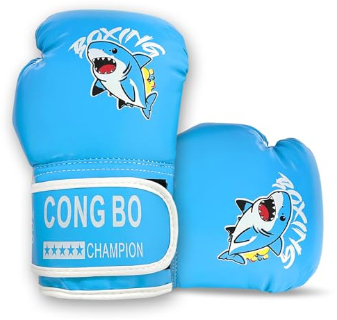 GAZIL Kids Boxing Gloves for Juniors 5-14 Years, Training Gloves for Punching Bag, MMA, Muay Thai, Kickboxing & Martial Arts, Blue PU Leather Gloves, Boys & Girls