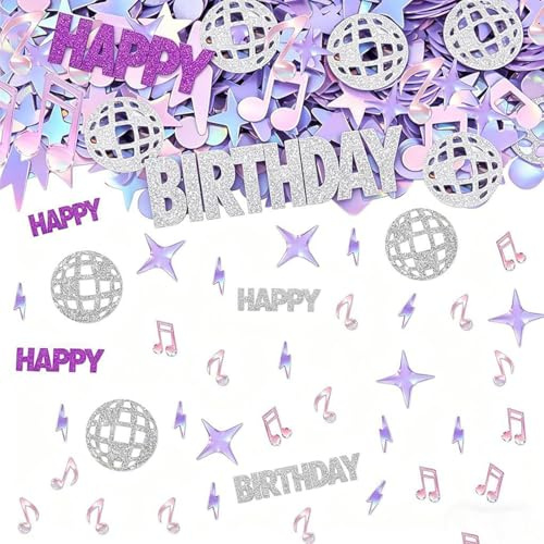 500 Stück Kpop Geburtstagsdeko Konfetti, Tischdeko Geburtstag mit Disco- und Musiknoten-Motiven, Retro Disco Kpop Geburtstag Deko für K Pop Party Männer Mädchen, Glitzer Wanddekoration