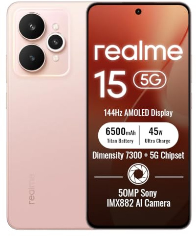 realme 15 5G Smartphone 12+256Go, Pink