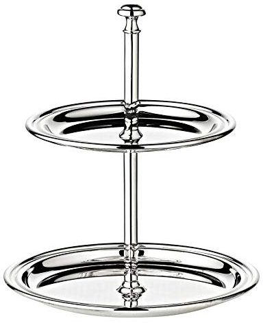 EDZARD Kleine Etagere Faden mit 2 Ebenen, Fadenrand, edel versilbert, anlaufgeschützt, Höhe 16 cm