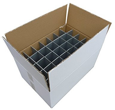 Champagne Flute Box - Pack of 2 | Glassware Box | Strong - Double Walled Cardboard Box | 35 Cells | Glass or item max width 64mm, glass max height 250mm | box ref. 240-35-C