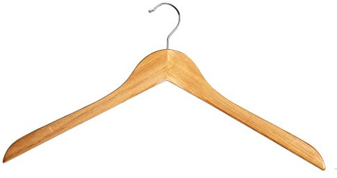 Kleiderbügel ohne Steg Holzbügel Bügel Textilbügel Garderobenbügel | Natur lackiert 44 cm drehbarer Haken Stabiler Bügel (25 Stück)