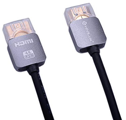 HiViLux Ultra Slim/Flexibel HDMI Kabel [Neuster Standard] Metal Stecker | extra Dünn | 3D | 4K@120Hz/UHD/2160P | HDR 10| eARC | HDCP(1m)