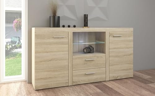 Kuechen-preisbombe TOP Kommode Sideboard Rumba Wohnwand Wohnzimmer Anbauwand Sonoma Eiche matt