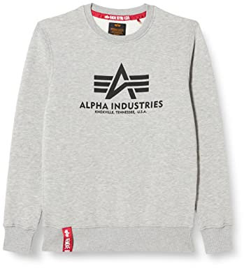 Alpha Industries Herren Basic Pullover Sweatshirt, Blickdicht, Grauschwarz/Schwarz, XXL