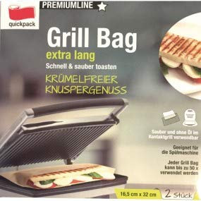 Grill Bag für den Kontaktgrill 2er 16,5x32cm! pro Beutel bis hin zu 50 Verwendungen! spülmaschinengeeignet Hält den Kontaktgrill sauber