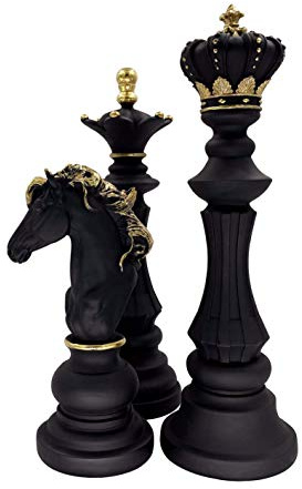 LOOYAR Skulptur, Schachkönigin, Königin, Ritter, Skulptur, Sammlerfigur, Dekoration, für Zuhause, Haus, Büro, Schreibtisch, Tisch, Weinschrank, Arrangement, Geschenk, 3 Stück