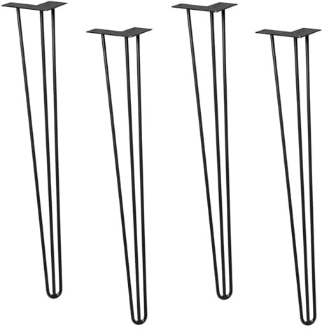 WAGNER Möbelbeine/Tischbeine/Möbelfüße - Hairpin Legs 4er Set - Retro - Stahl pulverbeschichtet schwarz, 12 x 12 x 71 cm, Beine konisch/schräg verlaufend, integrierte Anschraubplatte - 12827104