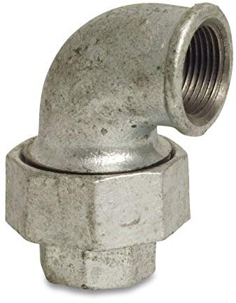 Gewindefitting Temperguss Winkelverschraubung 90° 1 1/4 IG x 1 1/4 IG Typ Konisch