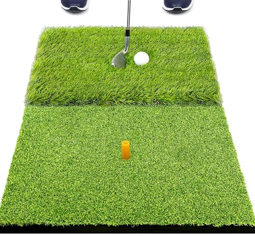 SAPLIZE 23 x 16 Foldable Golf Hitting Mat, 2-in-1 Golf Turf Grass Mat, Rough and Fairway for Hitting, Chipping and Putting Golf Practice and Training Mat for Indoor/Outdoor